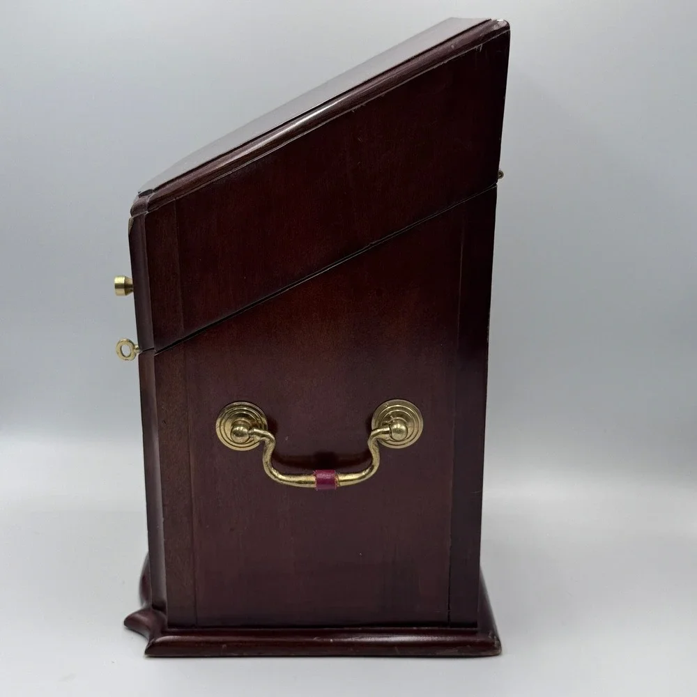Wildwood Accents Mahogany Wood Slant Top Knife Box Brass Hardware Georgian Style